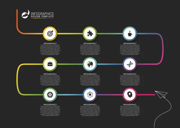 추상 다채로운 사업 경로입니다. 일정 infographic 템플릿 — 스톡 벡터