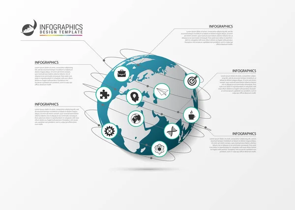 Infografika szablon projektu. Creative świata. Koncepcja sieci — Wektor stockowy