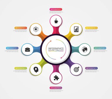 Daire infographics. Sekiz adımları ile Diyagram şablonu