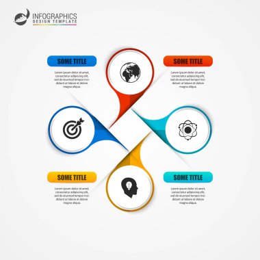 Dört adım elemanları grafik kabarcık. Infographic şablonu