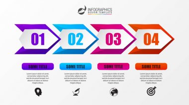Infographic tasarım şablonu. Zaman çizelgesi kavramı ile okları