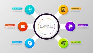Daire infographics. Diyagramı şablonu. Altı adımda