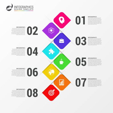 Modern infographics şablon işlemek. Zaman çizelgesi kavramı. Vektör