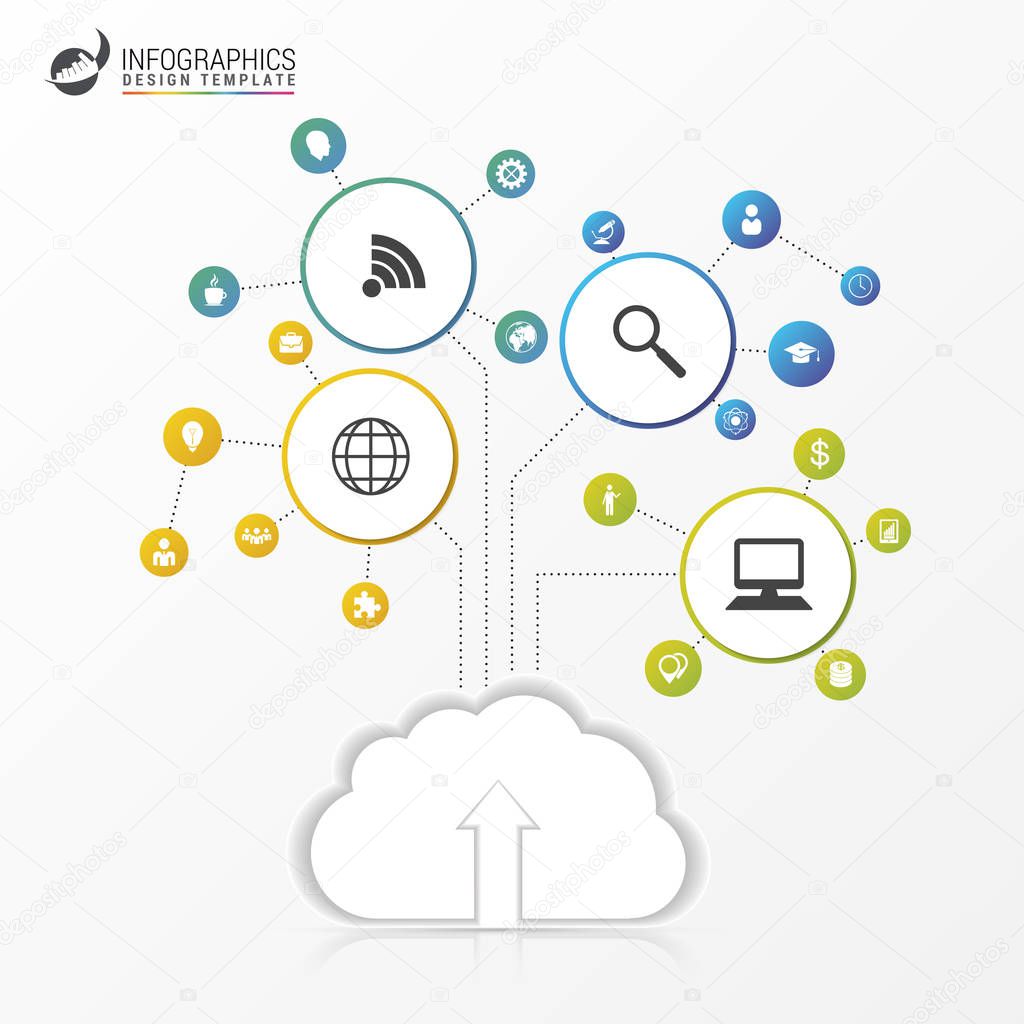 Technology connection concept. Infographic design template. Vector