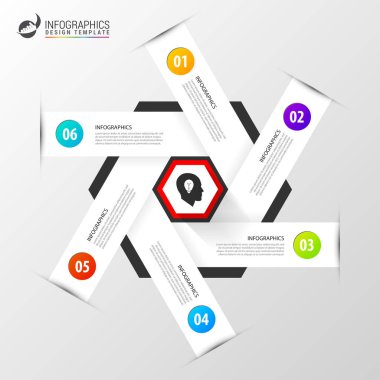 Altıgen Infographic diyagramı şablonu. Altı adımda
