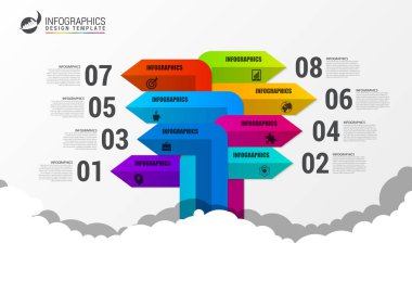 Infographics. İş kavramı. Simgeleri ile renkli oklar