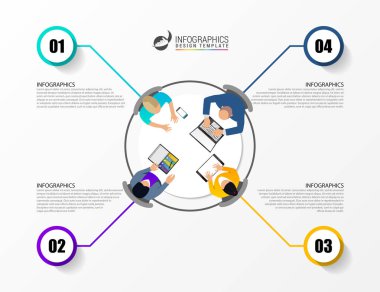 Ofis masa Üstten Görünüm iş toplantısı. Infographic kavramı