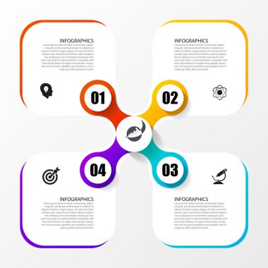Infographic şablonu. 4 seçenekleri ile iş kavramı. Vektör