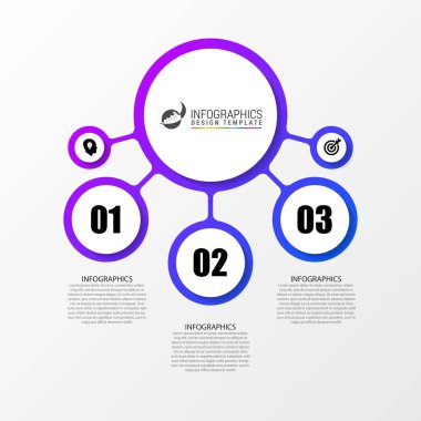 Infographics şablonu. İş kavramı 3 adımları ile. Vektör