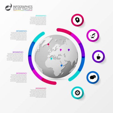 Infographic tasarım şablonu. Yaratıcı dünya kavramı. Vektör