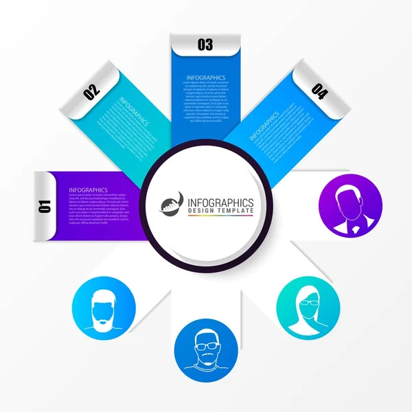 Modelo infográfico. Conceito de negócio com 4 opções. Vetor — Vetor de Stock