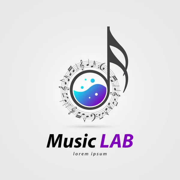 Music laboratory symbol. Creative icon with notes. Vector — Stock Vector