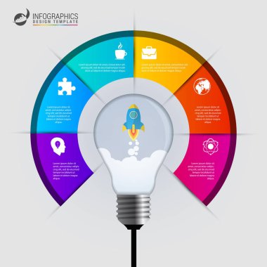 Infographics ampul ile adım adım. İş kavramı
