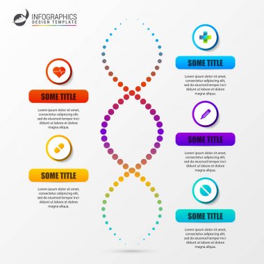 Dna yapısı Infographic şablonu. Bilim kavramı
