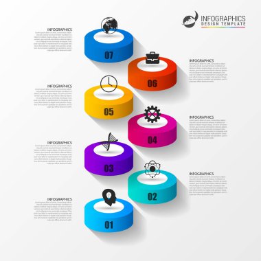 3D merdiven infographics veya zaman çizelgesi şablonu soyut. Vektör
