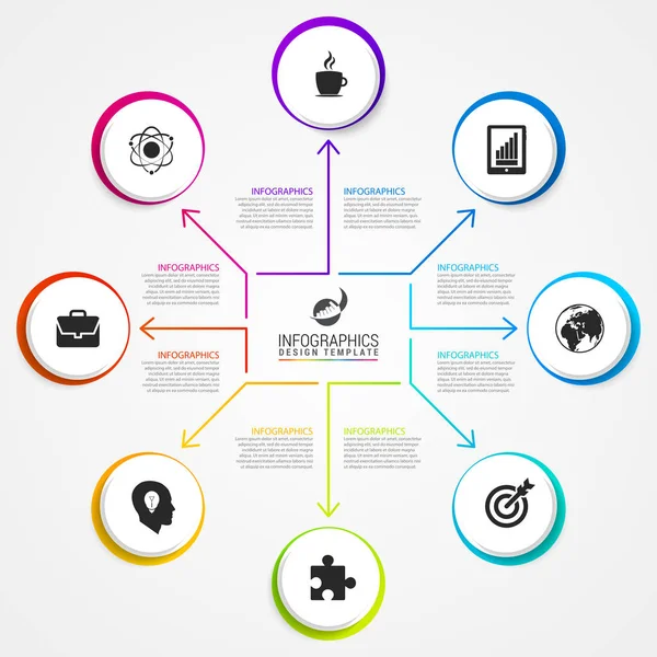 Infographic ontwerpsjabloon. Businessconcept met 8 stappen — Stockvector