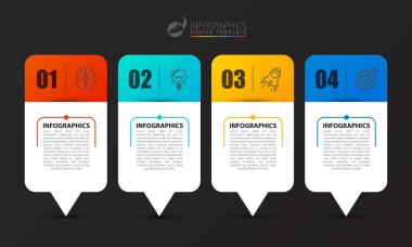 Infographic tasarım şablonu. Başarı kavramı ile 4 adımlar