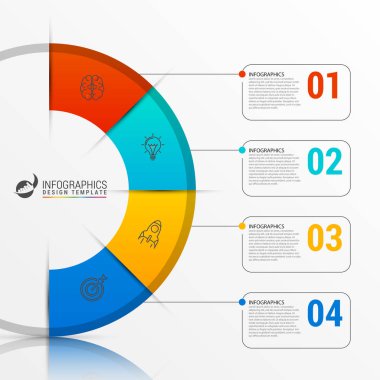 4 adımda Infographic rapor şablonu. Vektör