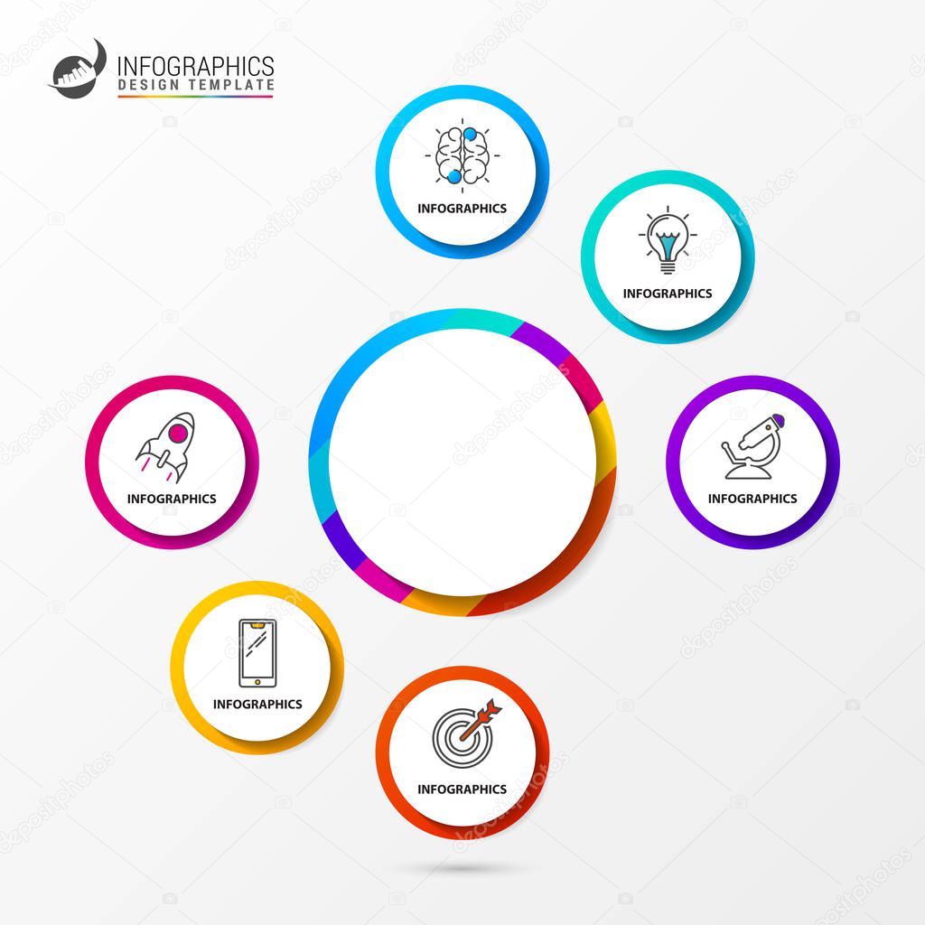 Circle infographic. Business concept with six options. Vector