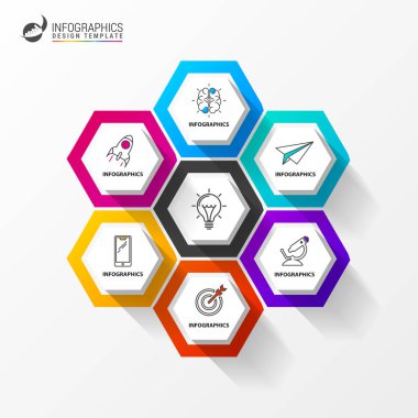 Daire altıgen Infographic. Döngü diyagramı şablonu