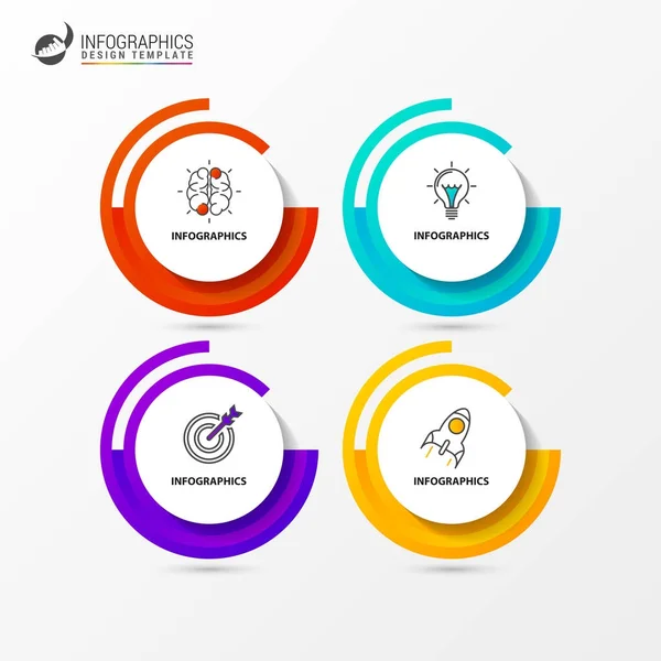 Plantilla infográfica. Diagrama con 4 pasos. Vector — Vector de stock