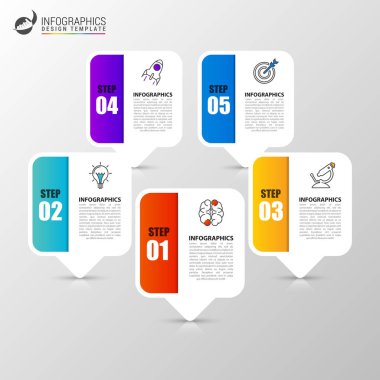 Infographic tasarım şablonu. İş kavramı ile 5 adım
