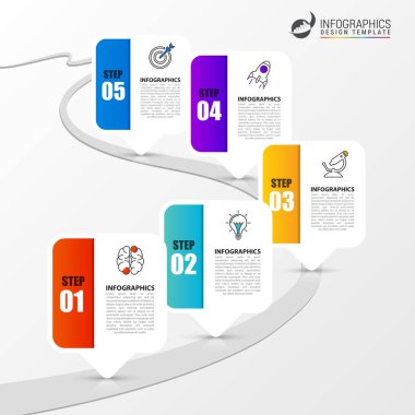 Infographic tasarım şablonu bir yol ile. Vektör