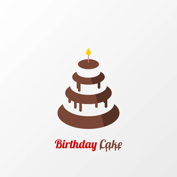 Gran pastel de cumpleaños con vela encendida. Vector — Vector de stock
