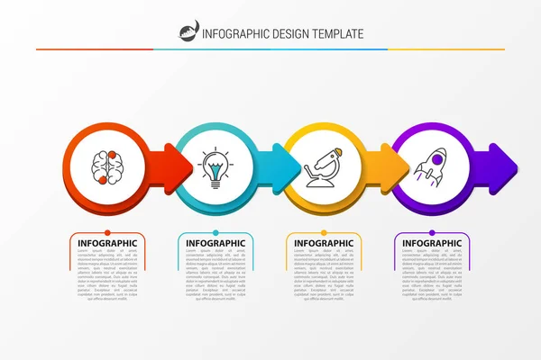 Modello di progettazione infografica. Concetto di business con 4 passaggi — Vettoriale Stock