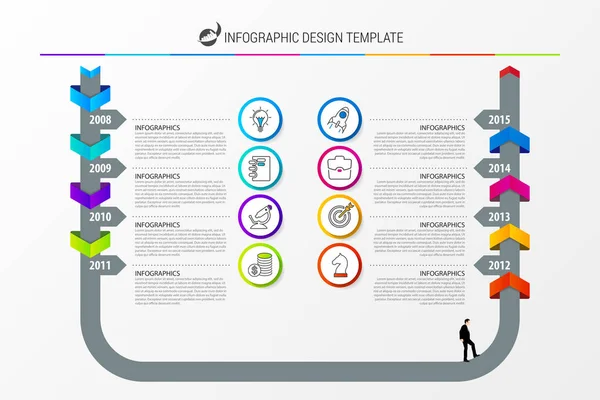Cronologia. Modello di progettazione infografica. Concetto aziendale. Vettore — Vettoriale Stock