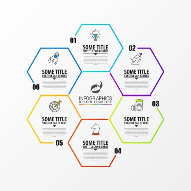 Altıgen. İş kavramı. Infographic tasarım şablonu. Vektör