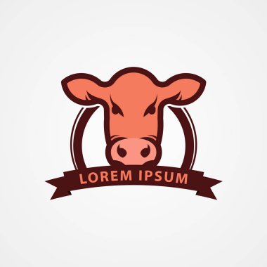 Metniniz için şerit ile baş inek. Vektör