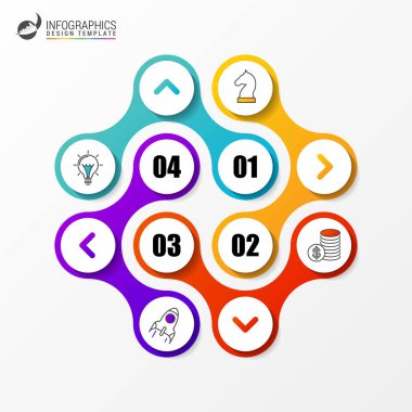4 adımda Infographic tasarım şablonu. Vektör