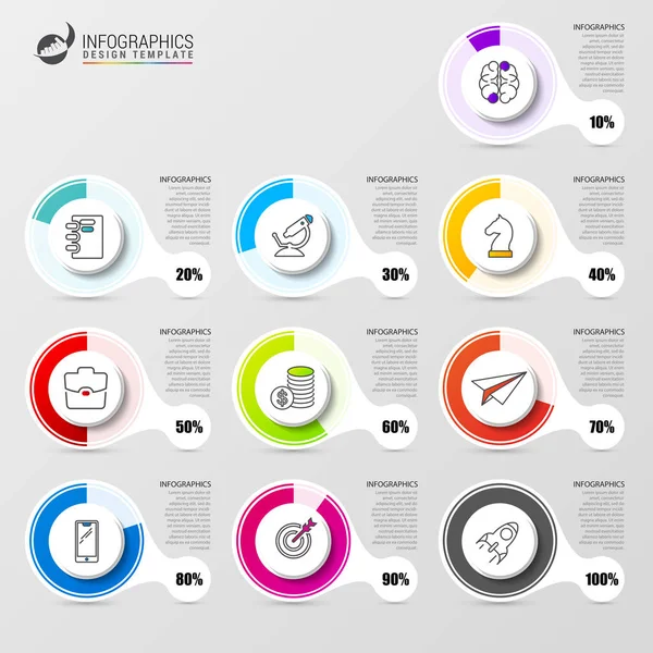 Diagrama percentual. Modelo de design infográfico com ícones — Vetor de Stock