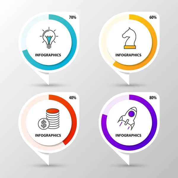 Modelo infográfico. Conceito de negócio com diagramas percentuais — Vetor de Stock