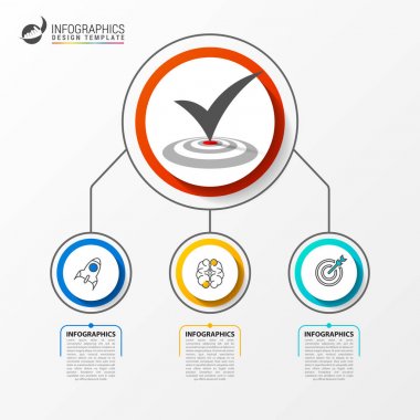 Üç adım. Infographic tasarım şablonu. İş kavramı