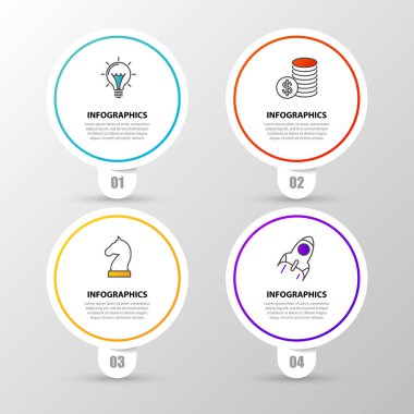 Infographic şablonu. İş kavramı ile dört adım