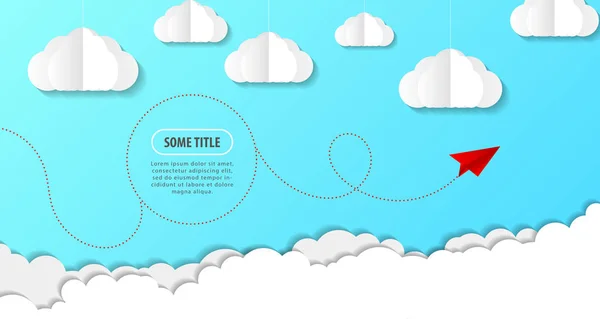 Origami mraky v dokumentu stylu na obloze. Banner. Vektor — Stockový vektor