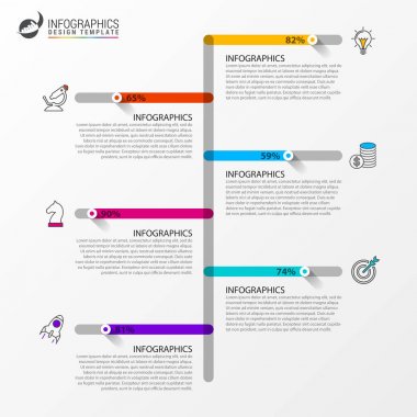 Modern zaman çizelgesi Infographic Şablon 6 adımları ile. Vektör