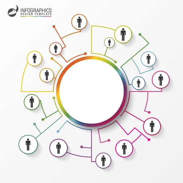 Pessoas conectadas como rede em círculos. Infográficos —  Vetores de Stock