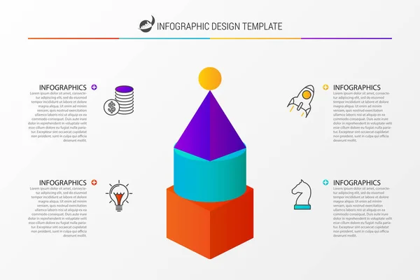 Modello di design infografico con 4 passaggi. Vettore — Vettoriale Stock