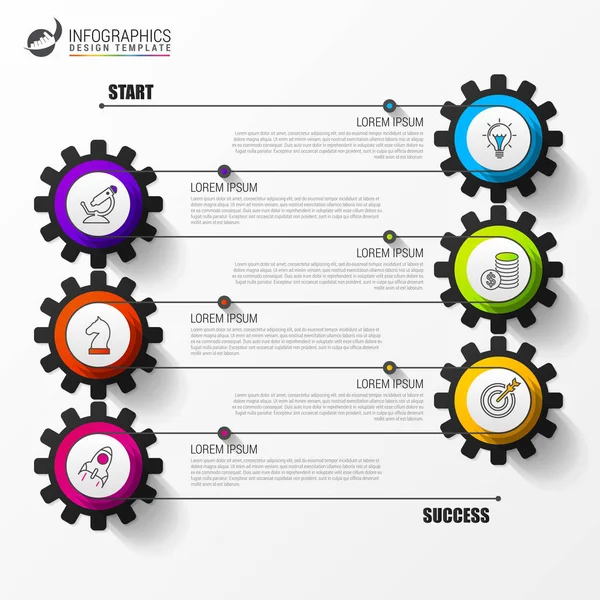 Χρονολόγιο infographic πρότυπο με 6 βήματα. Διάνυσμα — Διανυσματικό Αρχείο