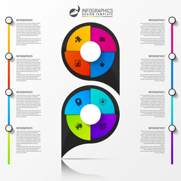 Plantilla de diseño infográfico. Organigrama con 8 pasos — Archivo Imágenes Vectoriales