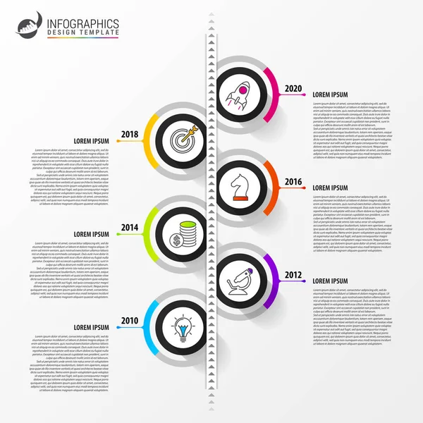 Cronología. Plantilla de diseño infográfico. Concepto de negocio. Vector — Archivo Imágenes Vectoriales