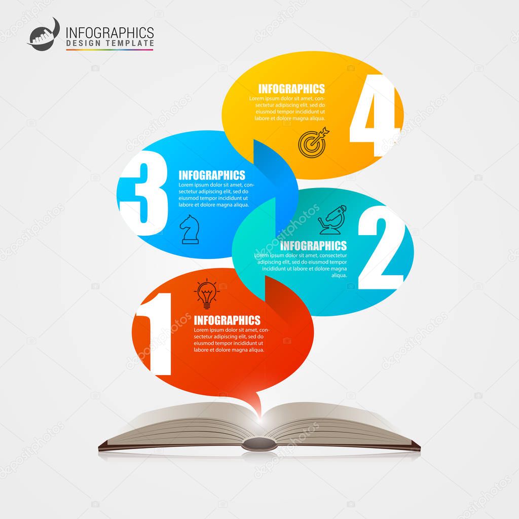 Infographic design template. Education concept with book