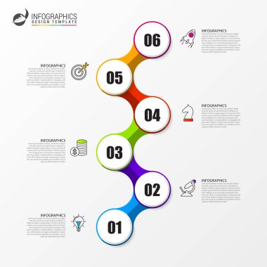 Infographic tasarım şablonu. 6 adımlar ile iş kavramı