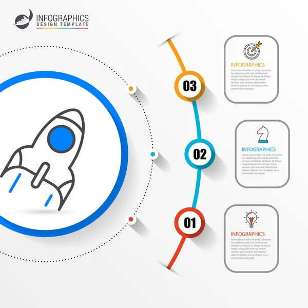 Modèle de conception d'infographie. Concept d'entreprise en 3 étapes — Image vectorielle