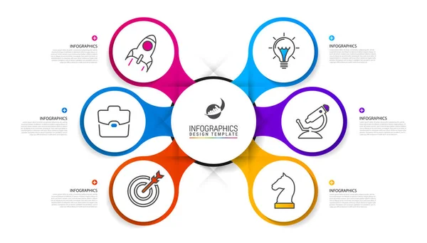 Plantilla de diseño infográfico. Concepto de negocio con 6 pasos — Archivo Imágenes Vectoriales