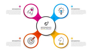 Infographic tasarım şablonu. İş kavramı ile 4 adımlar