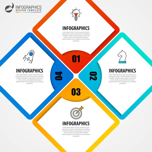 Modello di progettazione infografica. Concetto di business con 4 passaggi — Vettoriale Stock